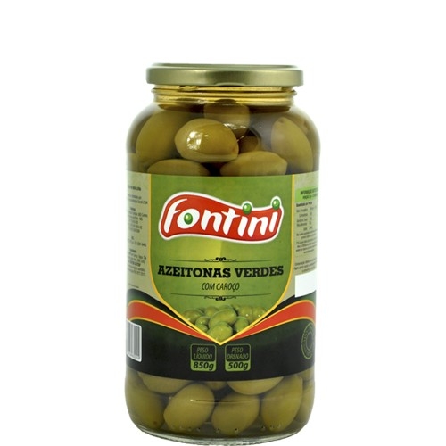 AZEITONA VIDRO VERDE COM CAROÇO 500GRS
