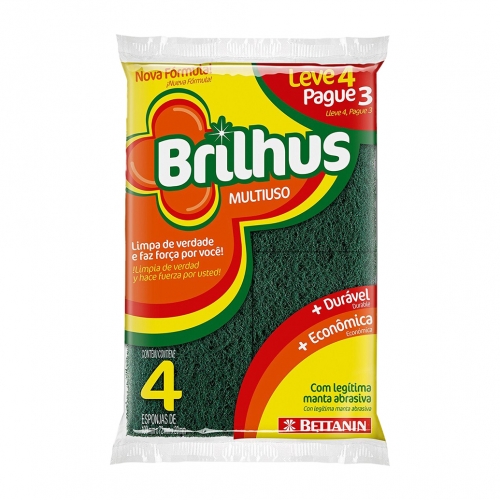 Esponja Brilhus Multiuso 4 uni.