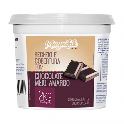 COBERTURA E RECHEIO DE CHOCOLATE MEIO AMARGO MAGNIFIK 2 KG