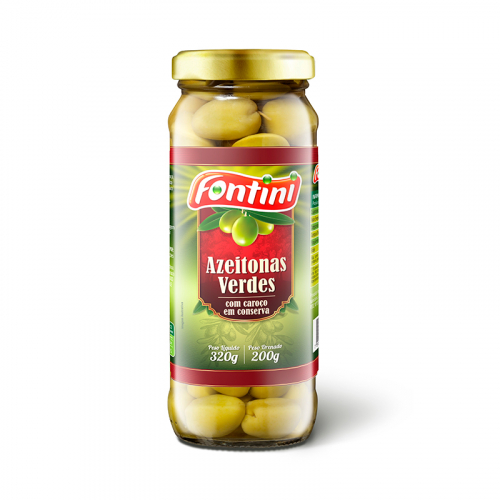 AZEITONA VIDRO VERDE C/CAROÇO 12/200 GR