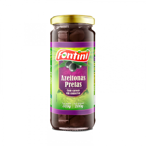 AZEITONA VIDRO PRETA C/CAROCO 12/200 G
