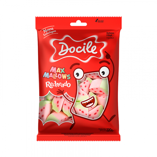 MARSHMALLOW RECHEADO TWIST MORANGO DOCILE 220GR