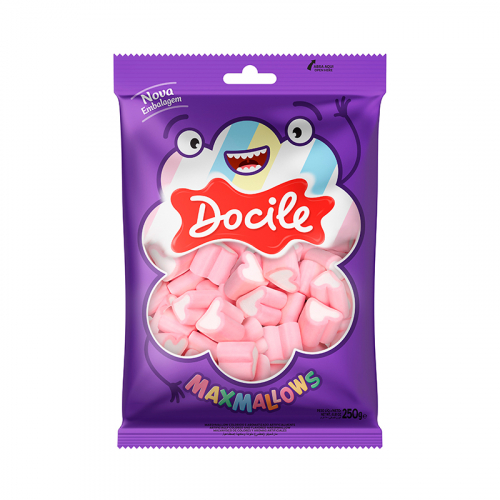 MARSHMALLOW CORAÇÃO MORANGO DOCILE 250 GR