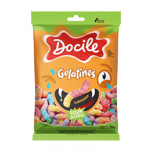 BALA GELATINES COBRINHAS CÍTRICAS DOCILE 250 GR