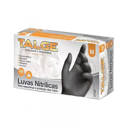 LUVA NITRÍLICA PRETA M SEM PÓ 100 UND