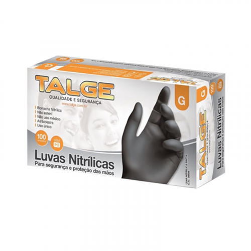 LUVA NITRÍLICA PRETA G SEM PÓ 100 UND