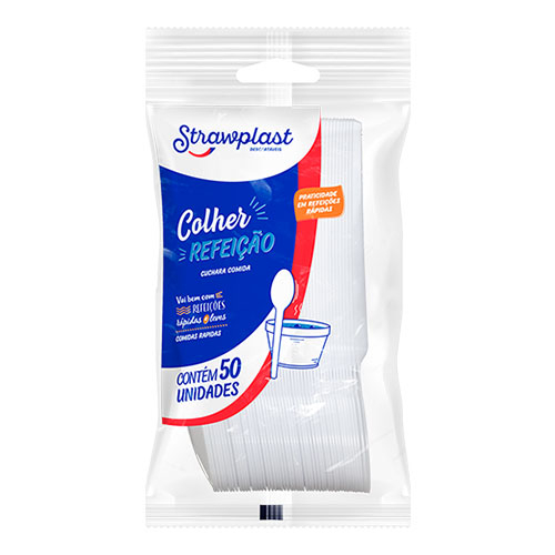 Colher Refeição Strawplast 50 uni.