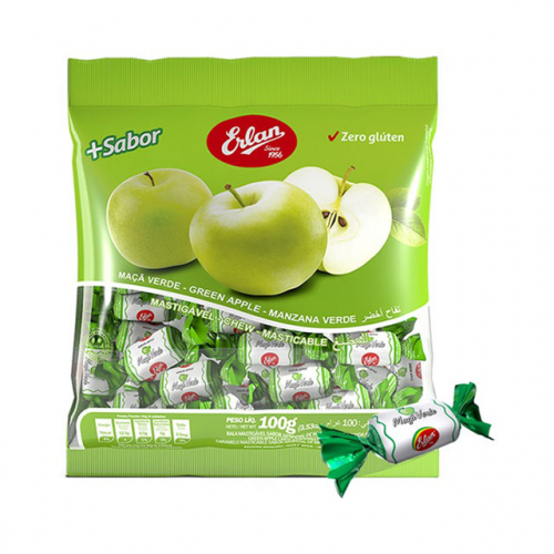 BALA MACIA ERLAN SABOR MAÇÃ VERDE 600 GR