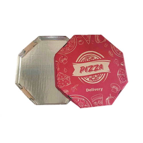 CAIXA DE PIZZA OITAVADA REVESTIDA EM ALUMÍNIO 35 CM COM 25 UND