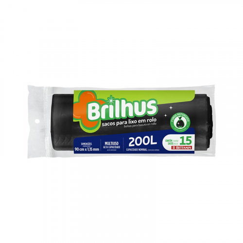 SACO DE LIXO ROLO 200 LT BRILHUS 12 UND