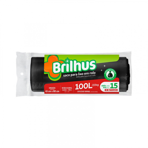 SACO DE LIXO ROLO 100 LT BRILHUS 12 UND