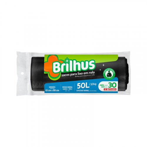 SACO DE LIXO ROLO 50 LT BRILHUS 12 UND