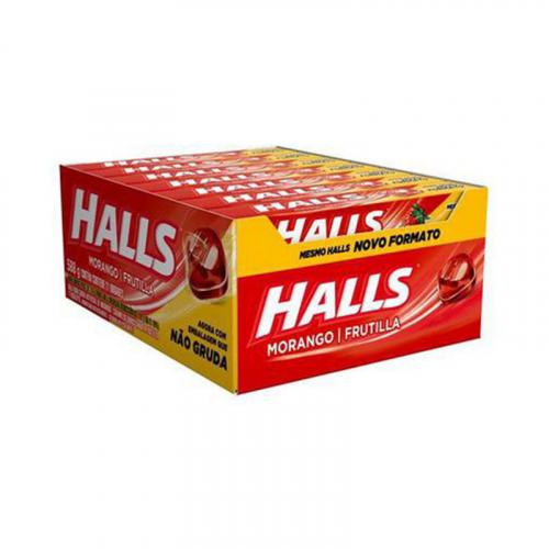Drops Halls Morango - caixa com 21 uni.
