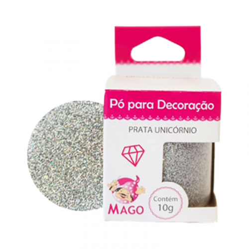 PÓ PARA DECORAÇÃO PRATA UNICÓRNIO MAGO 10 GR