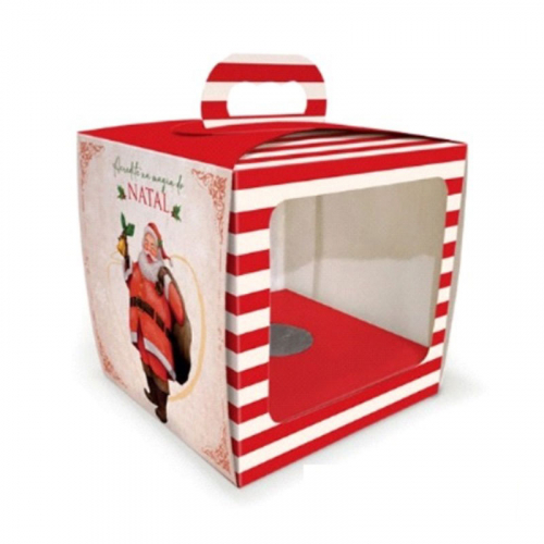 CAIXA PARA PANETONE COM VISOR PAPAI NOEL 350x500 GR 10 UN