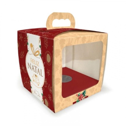 CAIXA PARA PANETONE COM VISOR FLORAL 350x500 GR 10 UN