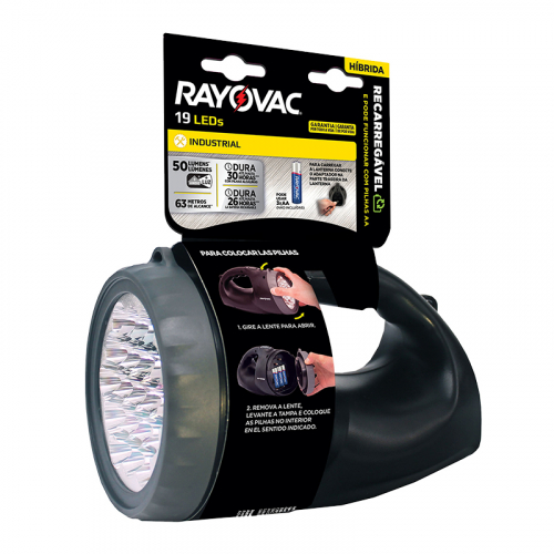 LANTERNA RECARREGÁVEL RAYOVAC HIBRIDA BIVOLT 4 UNIDADE