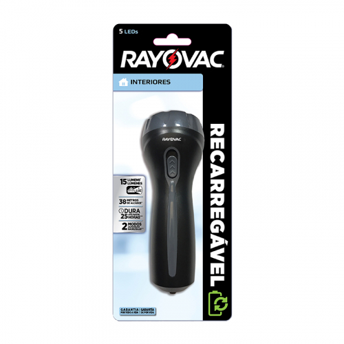 LANTERNA RECARREGÁVEL RAYOVAC 5 LED BIVOLT 12 UNIDADE