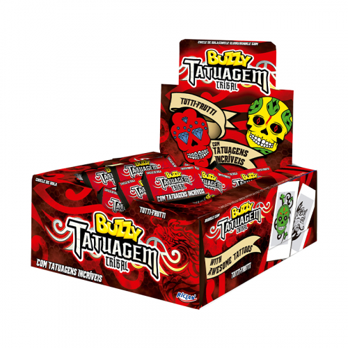 CHICLETE BUZZY TATTOO TUTTI FRUTTI 100 UNIDADE
