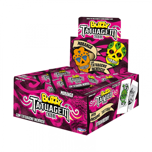 CHICLETE BUZZY TATTOO MORANGO 100 UNIDADE