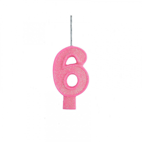 VELA ANIVERSÁRIO NUMÉRICA BIG ROSA N° 6 1 UNIDADE