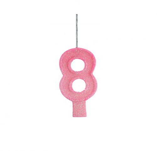 VELA ANIVERSÁRIO NUMÉRICA BIG ROSA N° 8  - 1 UNIDADE