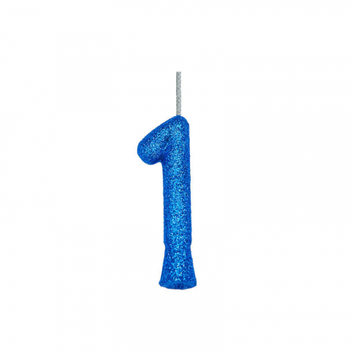 VELA ANIVERSÁRIO PURO GLITTER AZUL N° 1 - 1 UNIDADE