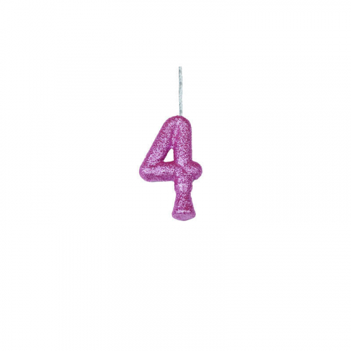 VELA ANIVERSÁRIO PURO GLITTER ROSA GOLD N° 4 - 1 UNIDADE