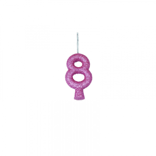 VELA ANIVERSÁRIO PURO GLITTER ROSA GOLD N° 8 1 UNIDADE