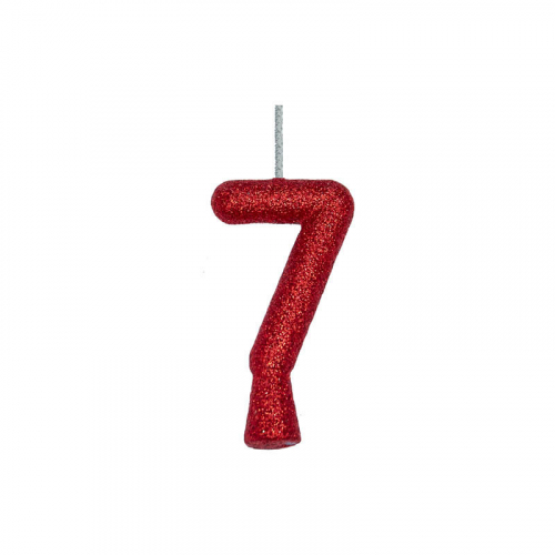 VELA ANIVERSÁRIO PURO GLITTER VERMELHA N° 7 - 1 UNIDADE