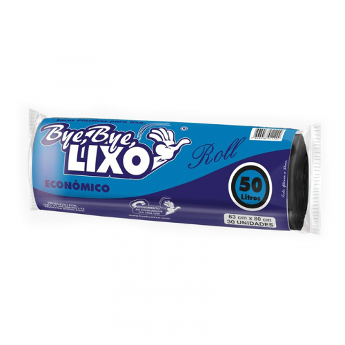 Saco de Lixo Roll 50lt Bye Bye 50 uni.