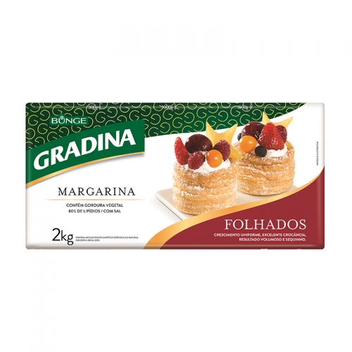 MARGARINA GRADINA FOLHADA BLOCO 2KG
