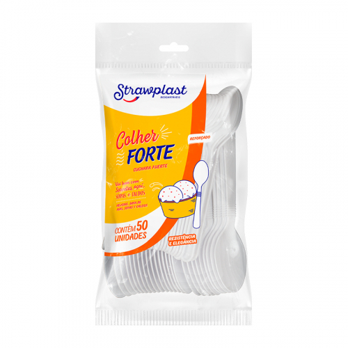 COLHER REFEIÇÃO FORTE STRAWPLAST 50 UNIDADE