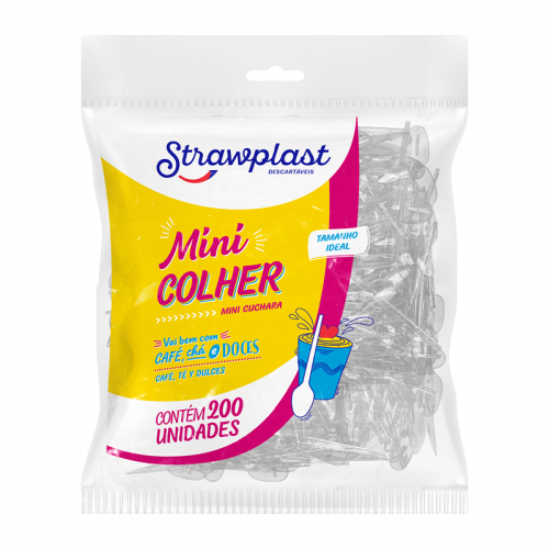 COLHER MINI CRISTAL STRAWPLAST 200 UNIDADE