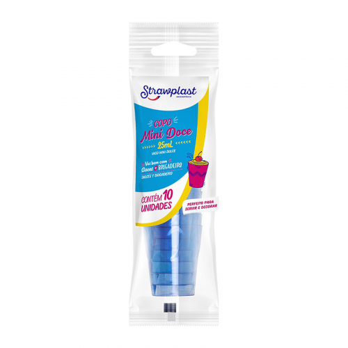 COPO MINI P/DOCE NEON AZUL 25 ML 10 UNIDADE