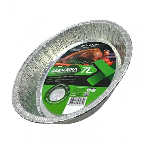 ASSADEIRA ALUMÍNIO OVAL BRICOFLEX 7L 20 UNIDADE