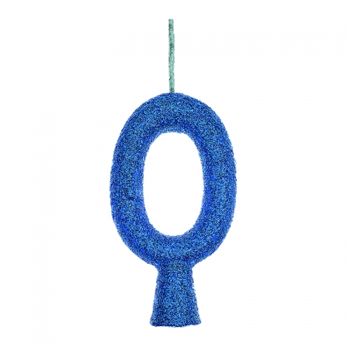 VELA ANIVERSÁRIO PURO GLITTER AZUL N° 0 1 UNIDADE