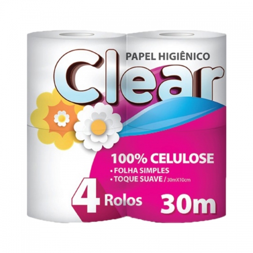 PAPEL HIGIÊNICO CLEAR 100% 30 METROS 16/4 UND