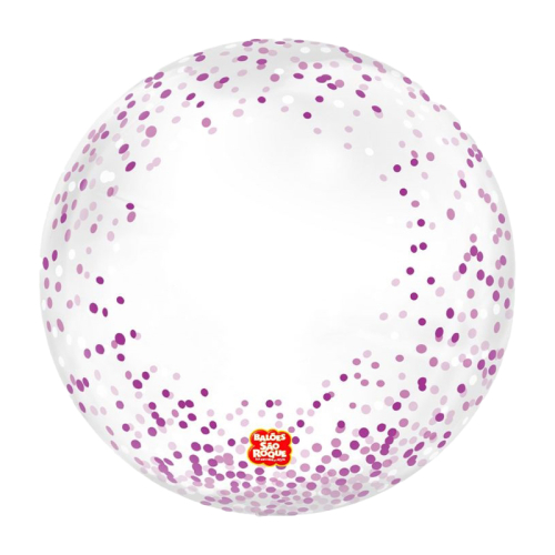 BALÃO META SÃO ROQUE BOLHA CONFETE ROXO 61CM