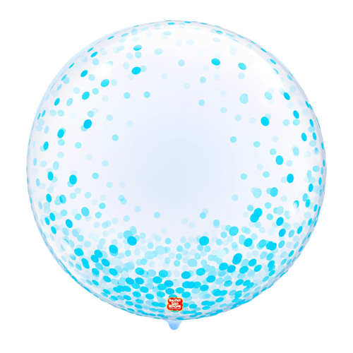 BALÃO META SÃO ROQUE BOLHA CONFETE AZUL 61CM
