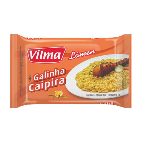 MACARRÃO INSTANTÂNEO LÁMEN GALINHA CAIPIRA VILMA 50/85GR