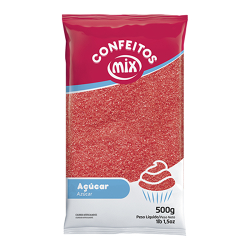 AÇUCAR CRISTAL MIX VERMELHO 500 GR