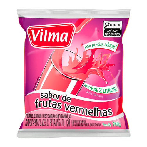 Refresco Vilma Sabor Frutas Vermelhas - Fardo 12 uni. de 240grs
