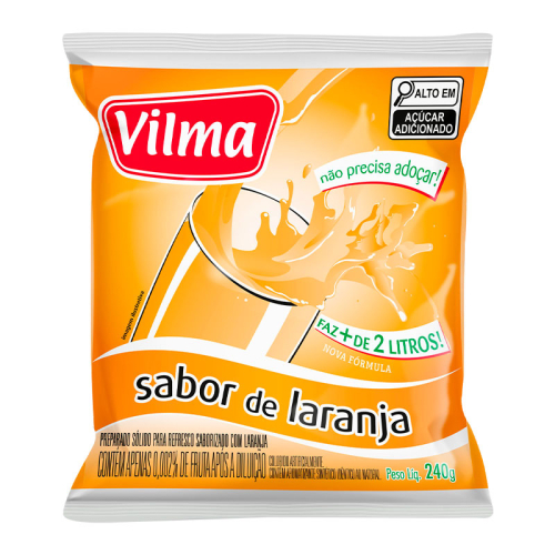 Refresco Vilma Sabor Laranja - Fardo 12 uni. de 240grs