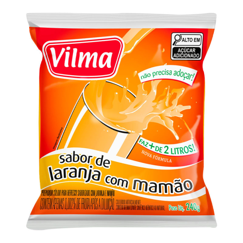 Refresco Vilma Sabor Laranja c/ Mamão - Fardo 12 uni. de 240grs