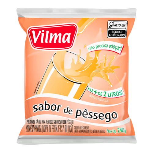 Refresco Vilma Sabor Pêssego - Fardo 12 uni. de 240grs