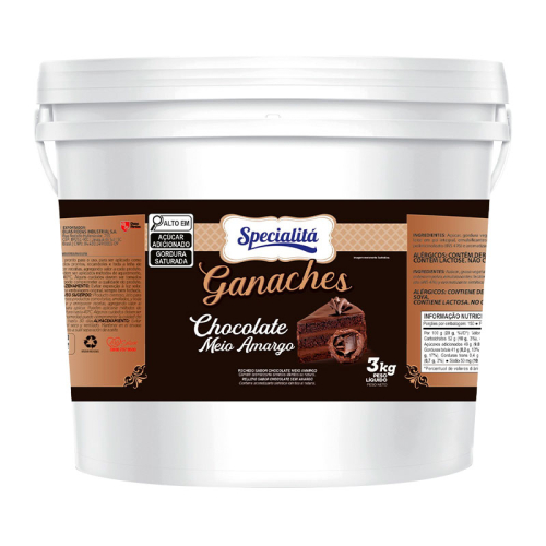 GANACHE CHOCOLATE MEIO AMARGO SPECIALITÁ 3 KG