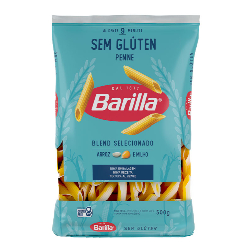 MACARRÂO SEM GLUTEN PENNE BARILLA 24/500 GR
