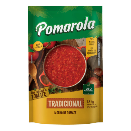 MOLHO TOMATE TRADICIONAL POMAROLA POUCH 1,7 KG