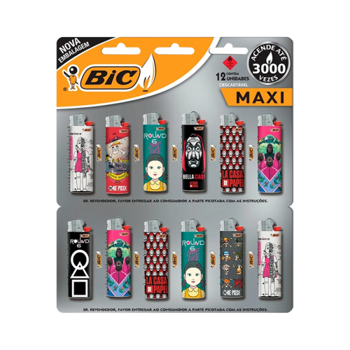 ISQUEIRO BIC CHAMA MAXI SLEEVE 12/1 CT